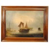 Oil on Canvas, Sailing Vessels in Harbor, signed "Dually"