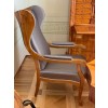 Walnut and Upholstered Wingchair