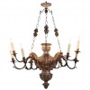 Carved and Silvered Wooden 9-Light Chandelier
