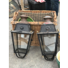 Pair of Black Painted Metal, Copper and Brass Lanterns 