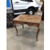 Walnut 1-Drawer Table, Carved Apron