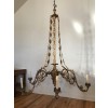 Gold and Polychrome Painted 6-Light Chandelier