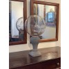 Etched Glass Pharmacy Ball on Bluestone Base