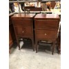 Pair of 1-Drawer, 1-Door Walnut Bedside Commodes