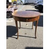 Round Walnut 1-Drawer Side Table
