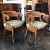 Pair of Walnut and Upholstered Open Fauteuils