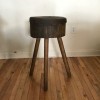Round Walnut and Iron Butcher Block Table