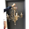 Gilt Iron and Glass 4-Light Chandelier