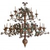 Giltwood and Polychrome Painted Iron 18-Arm Chandelier