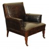 Walnut and Leather Upholstered Club Chair