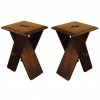 Pair of Walnut Sawbuck Low Tables
